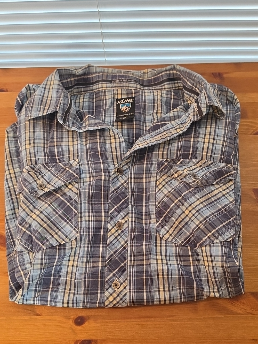 Kuhl Men's Short-Sleeve Blue Plaid Suncel Button-Down Shirt - Picture 4 of 5